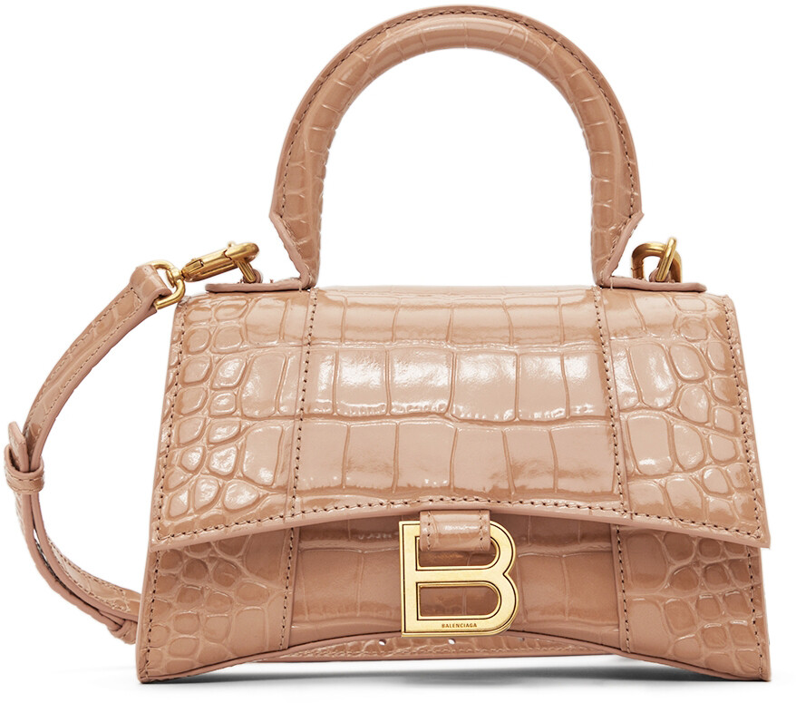 

Бежевая сумка XS Hourglass с верхней ручкой Balenciaga, Бежевый