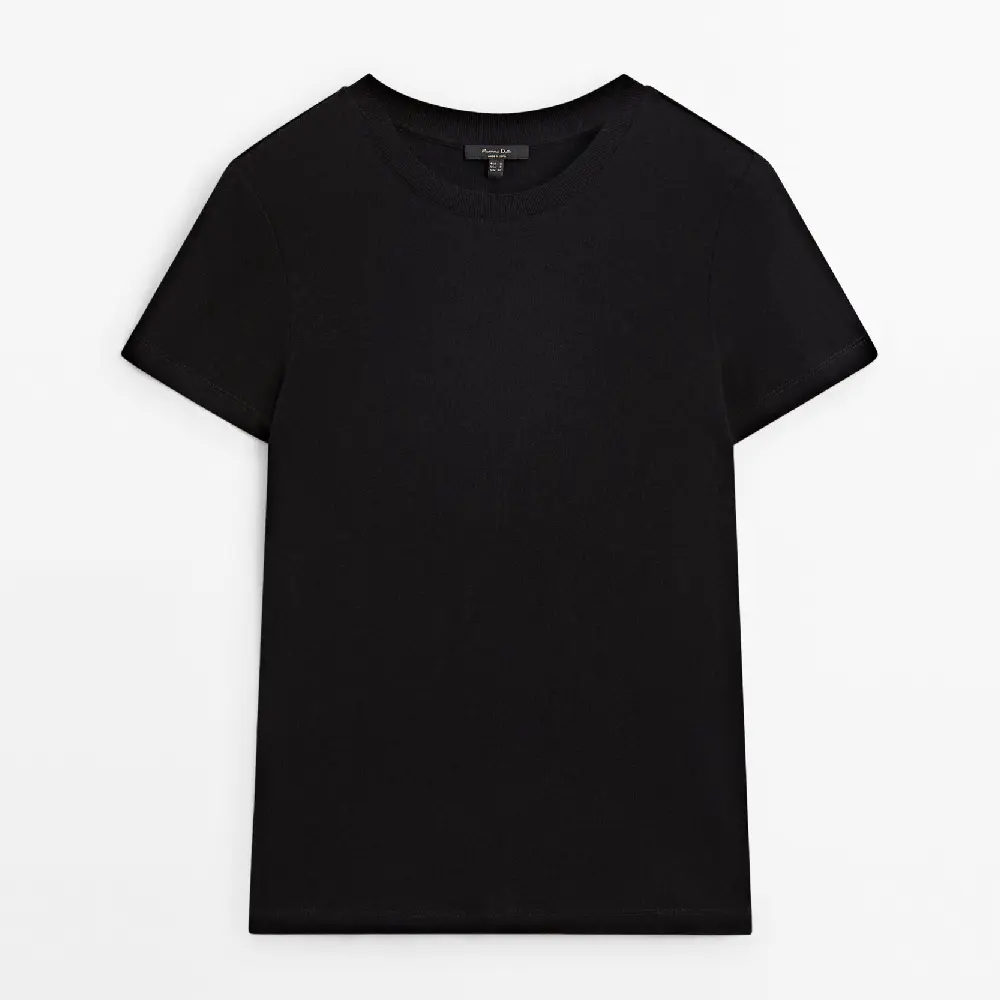 

Футболка Massimo Dutti Short Sleeve Cotton Blend, черный