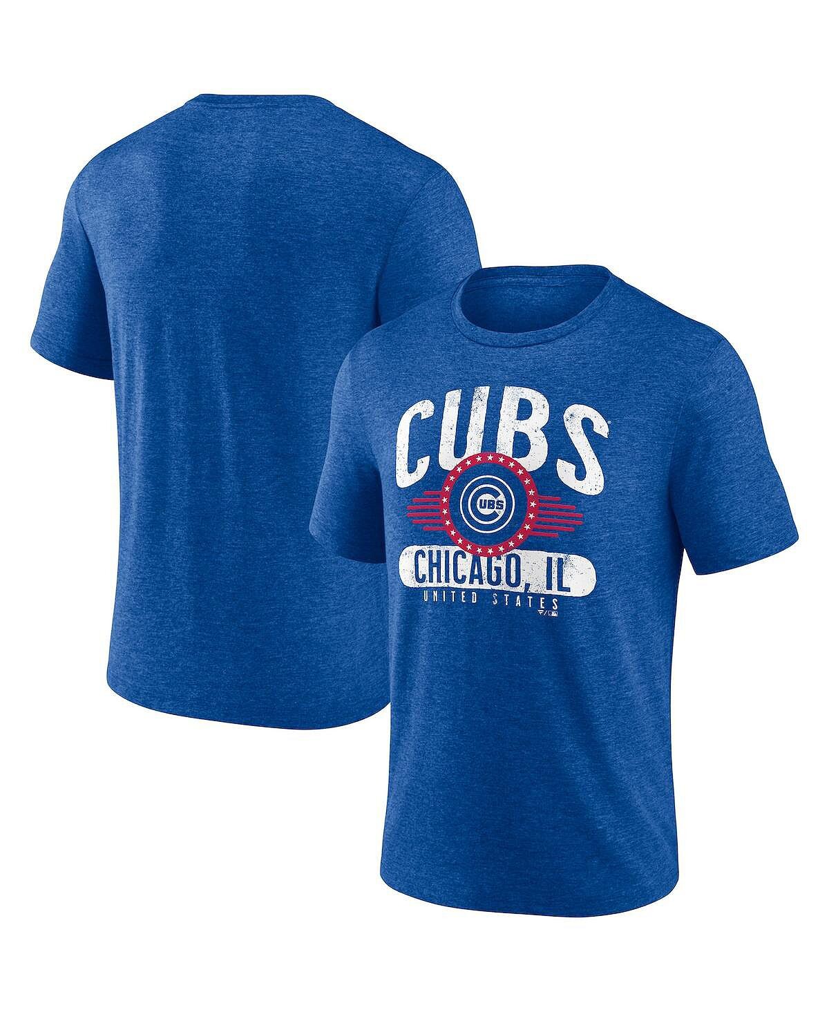 

Мужская фирменная футболка royal chicago cubs badge of honor с меланжевым покрытием tri-blend tri-blend Fanatics, мульти