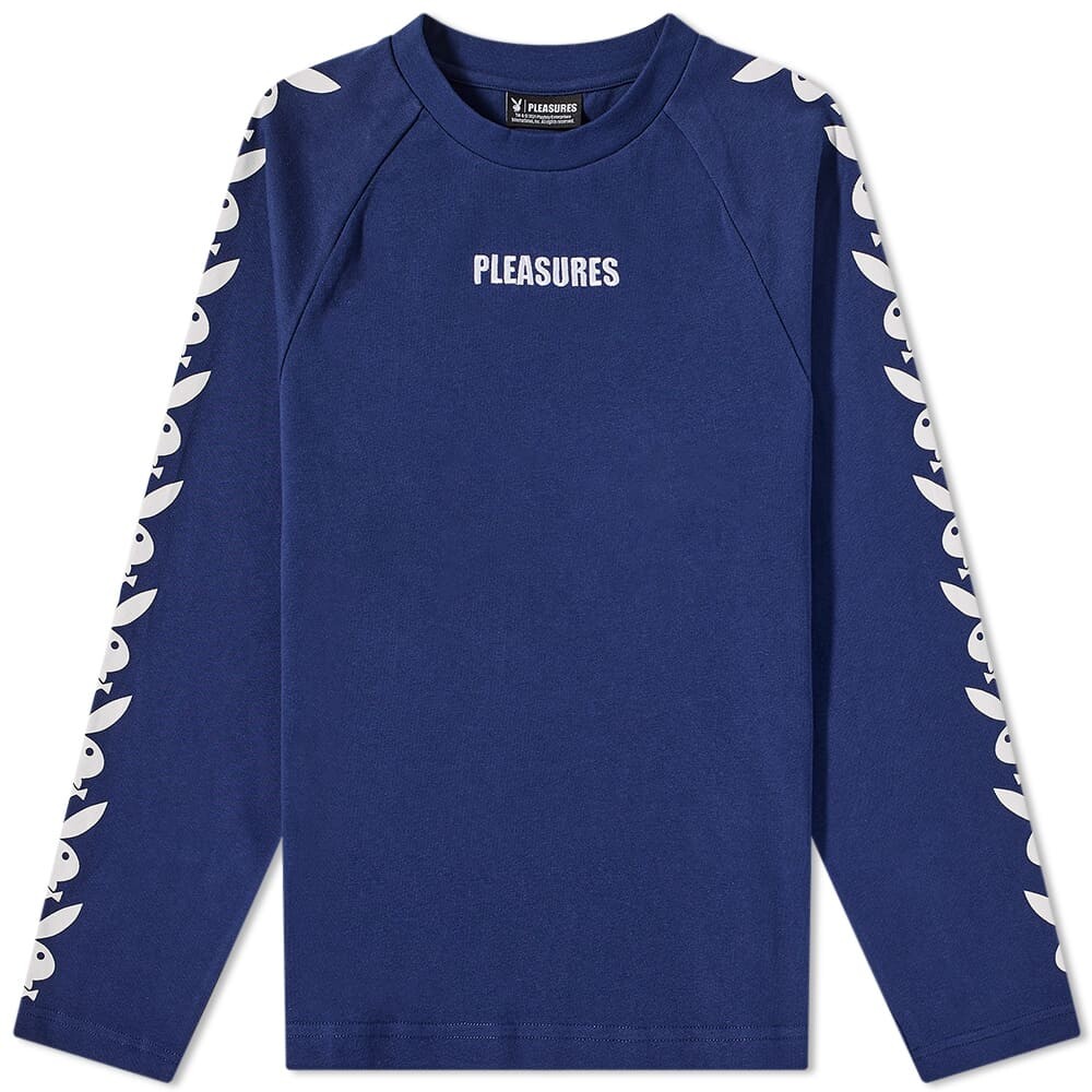 

Футболка PLEASURES Long Sleeve Playboy Raglan Tee, Синий