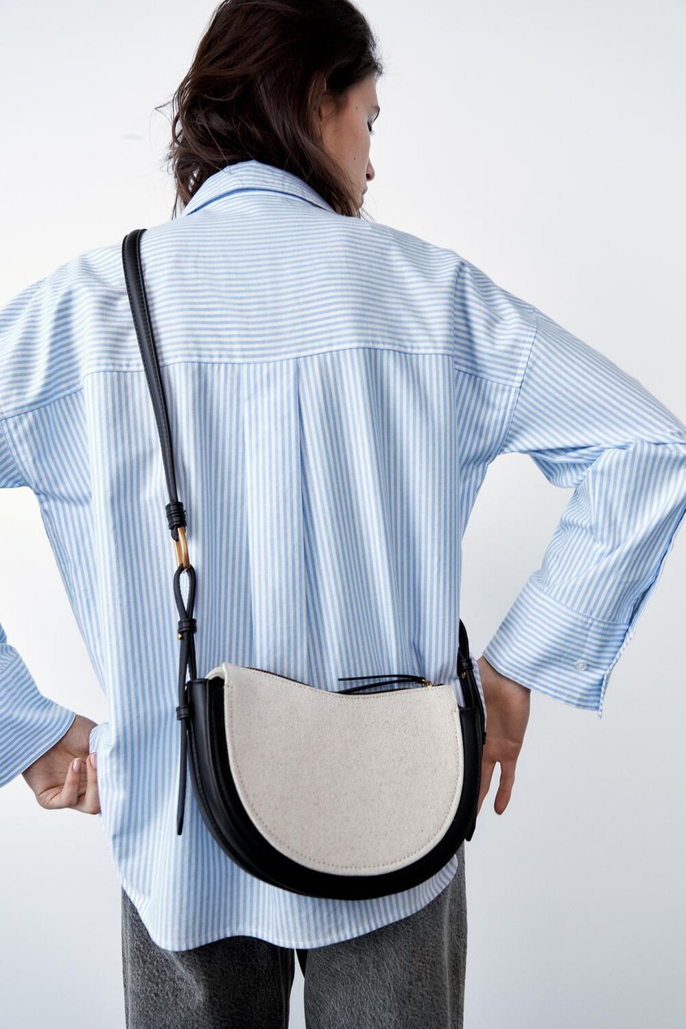

Сумка Zara Canvas Crossbody, кремовый/черный