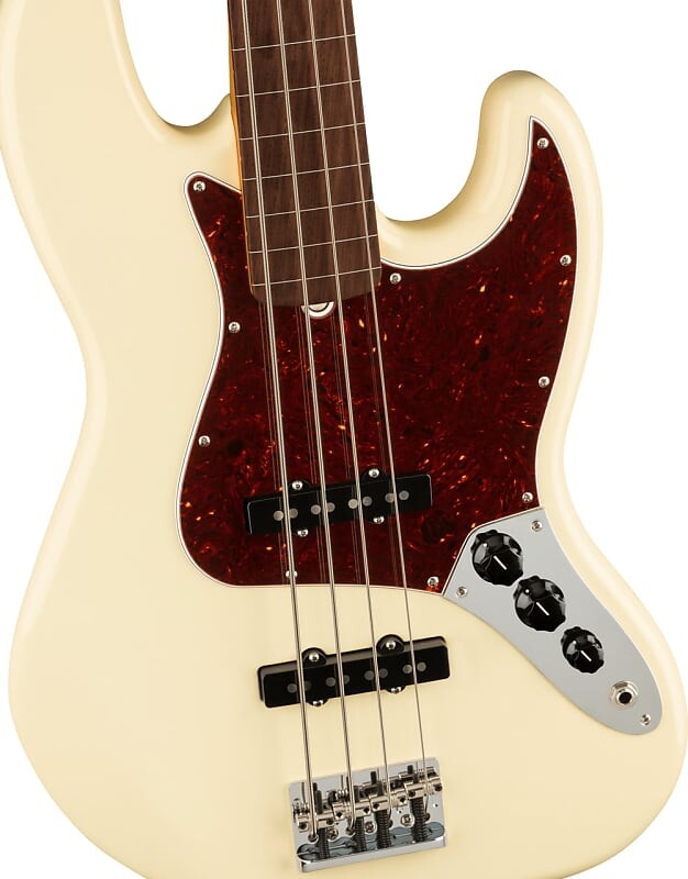 

Безладовая бас-гитара Fender American Professional II Jazz Bass, накладка на гриф из палисандра, олимпийский белый цвет с футляром American Professional II Jazz Bass Fretless