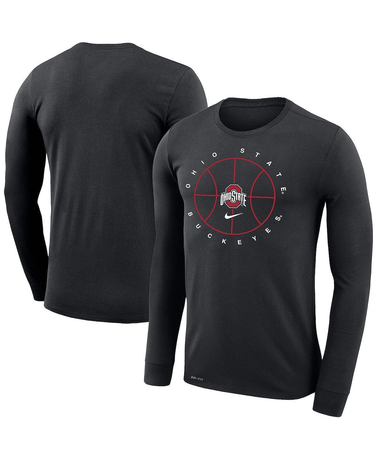 

Мужская черная футболка с длинным рукавом в баскетбольном стиле ohio state buckeyes basketball icon legend performance Nike, черный