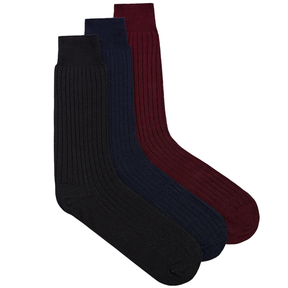 

Носки Zara Mercerised Cotton, 3 пары, черный/синий/бордовый