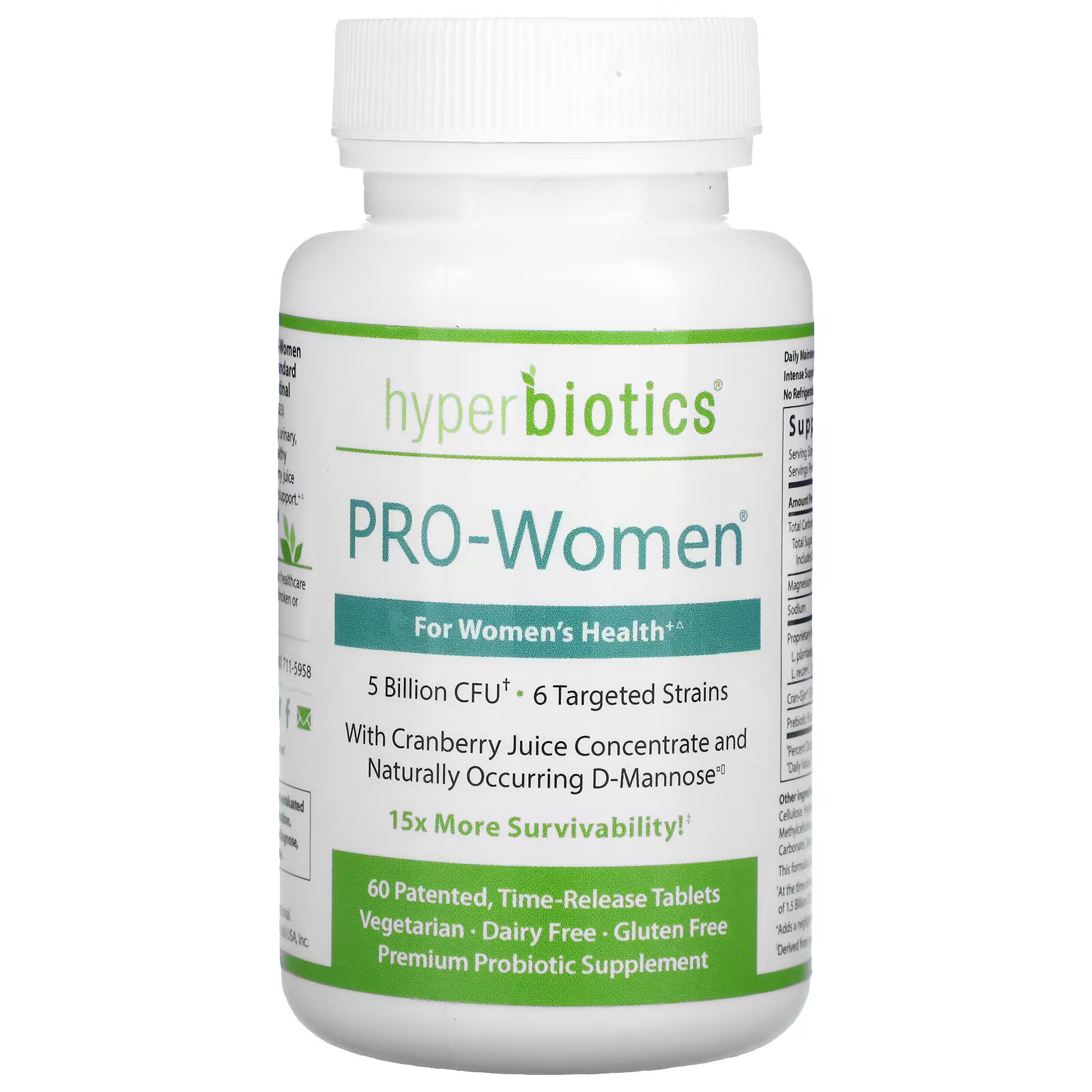 Hyperbiotics, PRO-Women, 5 млрд КОЕ, 60 таблеток постепенного высвобождения hyperbiotics pro 15 сила в сочетании с плодами киви 60 запатентованных таблеток с эффектом медленного высвобождения