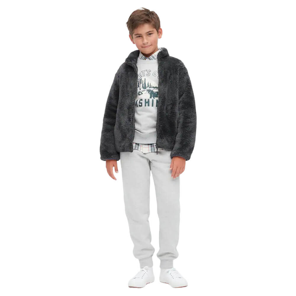 

Детский жакет Uniqlo Fluffy Fleece Zipped, темно-серый