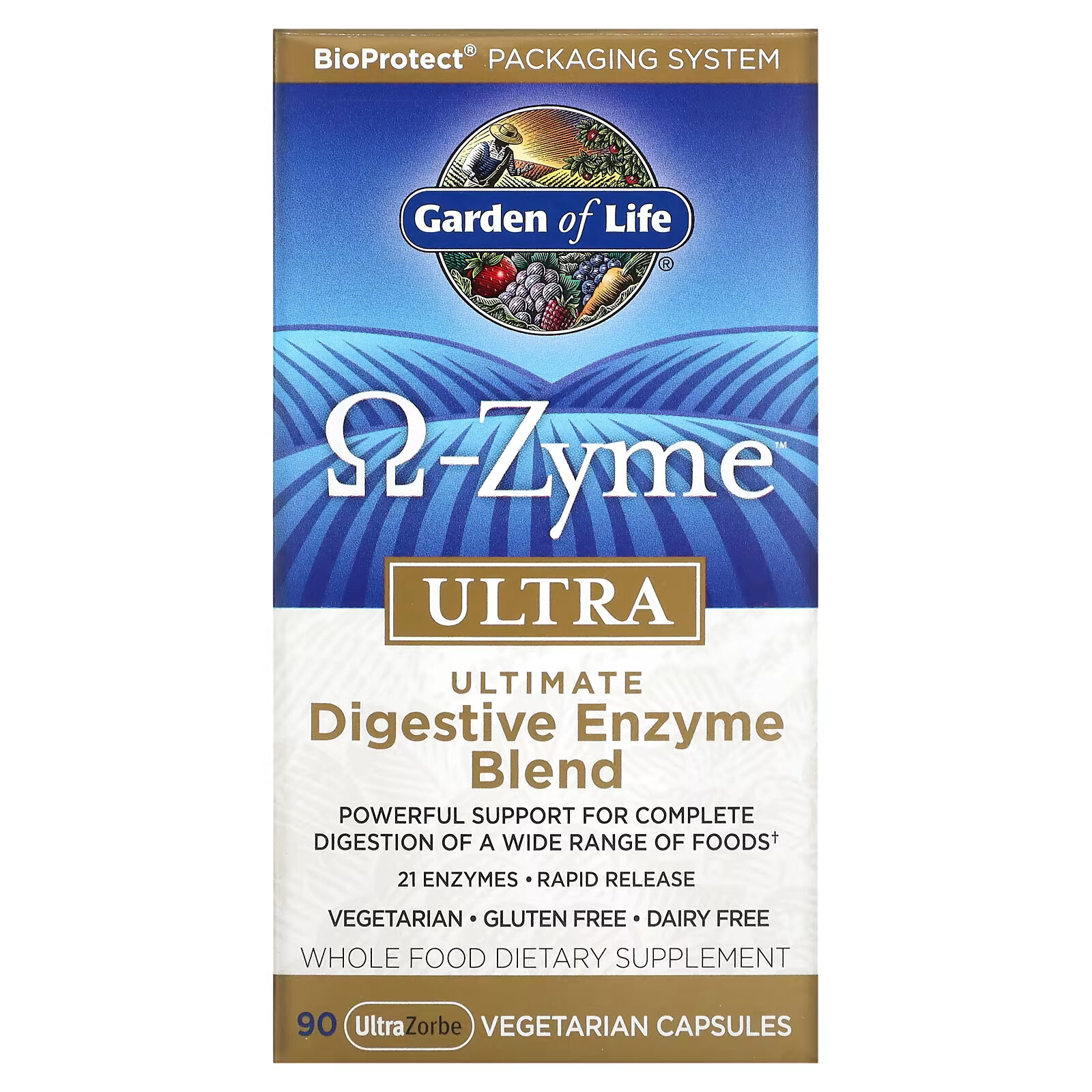 Garden of Life, O-Zyme ультра, наилучший комплекс пищеварительных ферментов, 90 растительных капсул