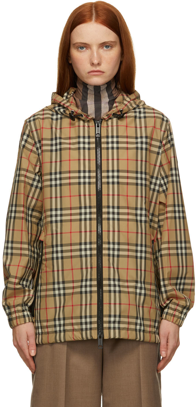

Бежевая непромокаемая куртка Everton в клетку Burberry, Бежевый