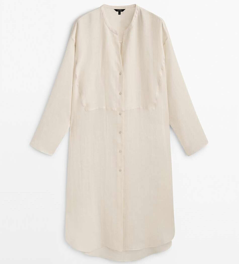 

Блуза Massimo Dutti 100% Ramie Oversize, ваниль