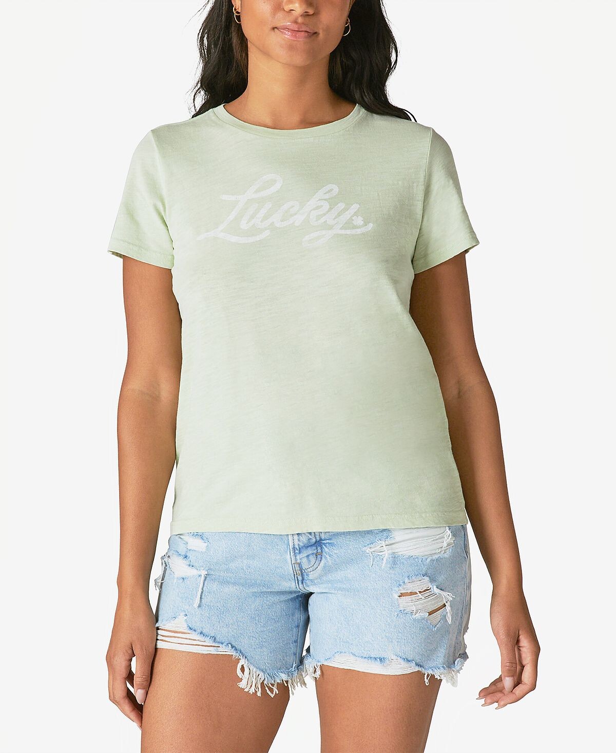 

Женская хлопковая футболка с логотипом Lucky Brand