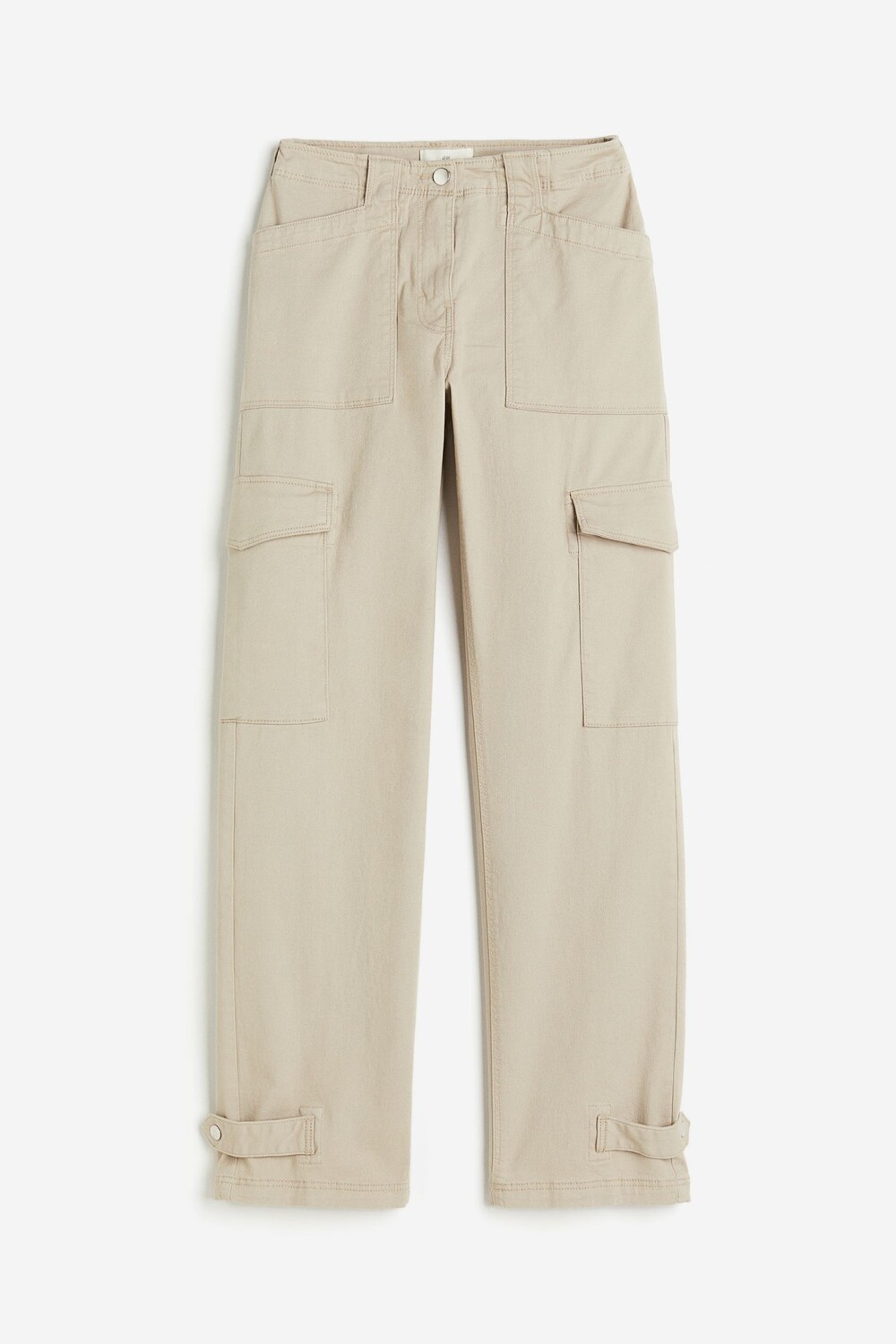 Брюки H&M Twill Cargo, бежевый