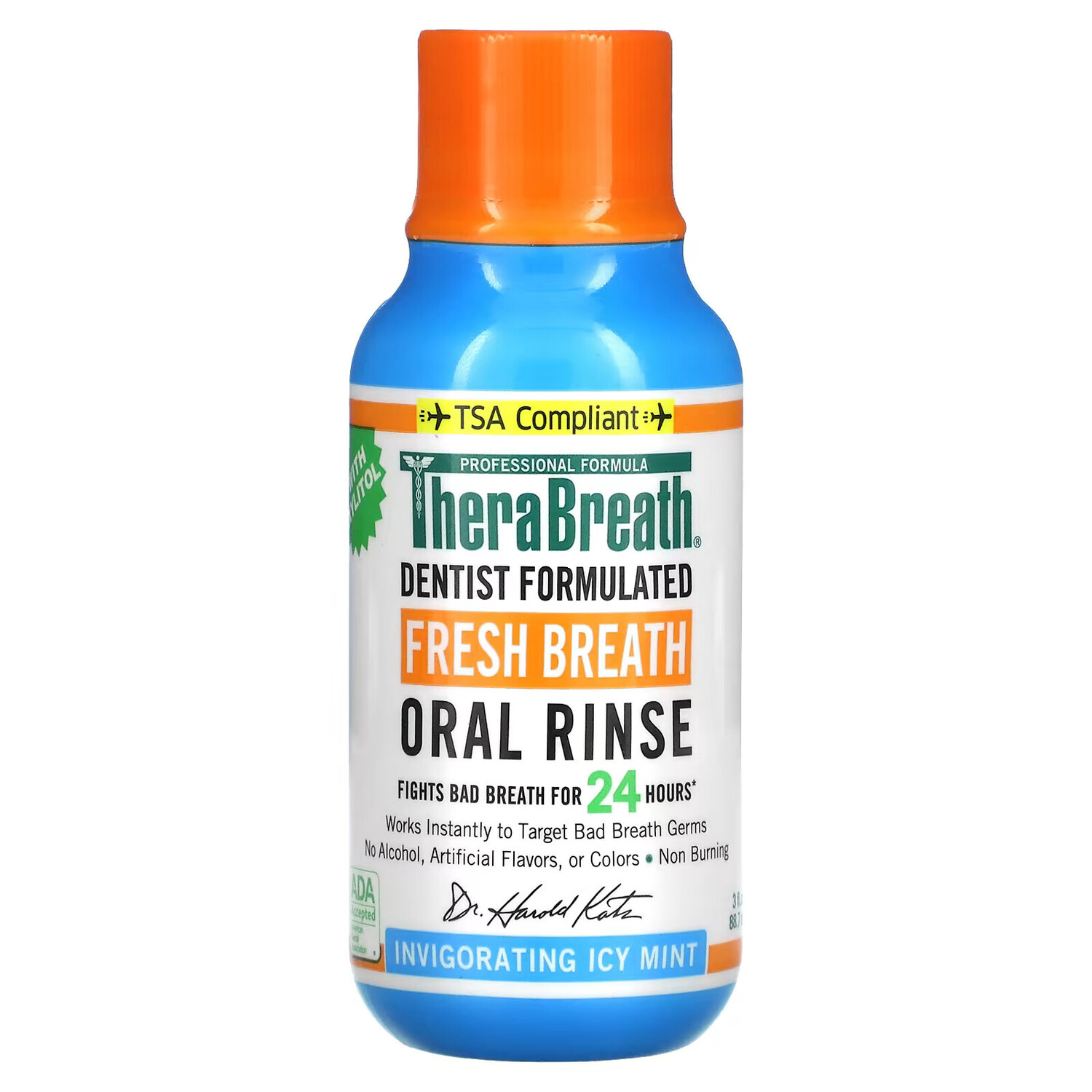 

TheraBreath, Ополаскиватель для рта Fresh Breath, бодрящий вкус ледяной мяты, 3 жидких унции (88,7 мл)