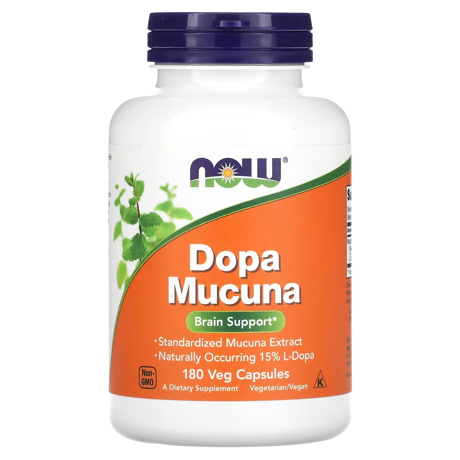 Пищевая Добавка NOW Foods Dopa Mucuna, 180 растительных капсул - фото