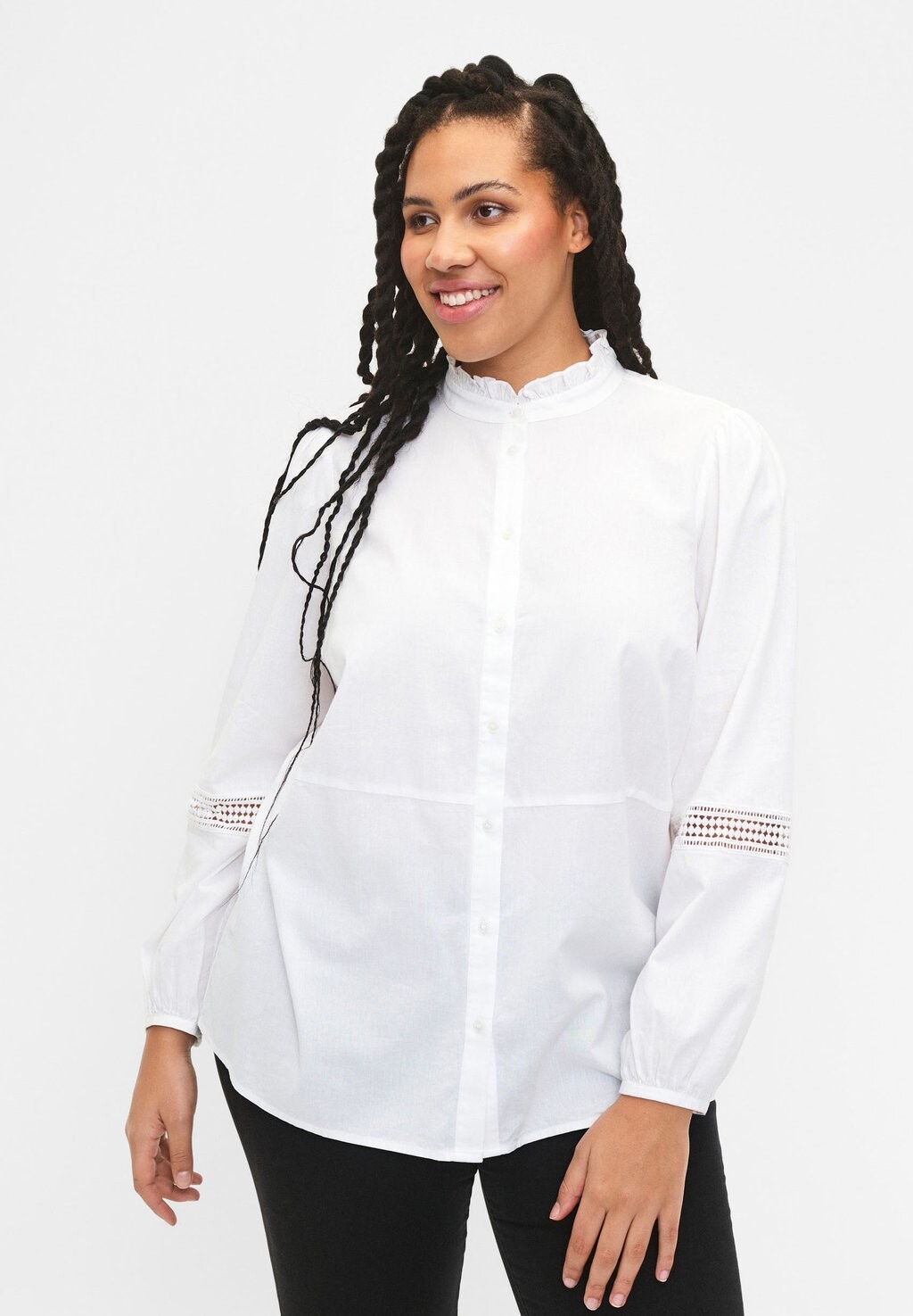 

Рубашка With Ruffle Collar And Band Zizzi, цвет bright white