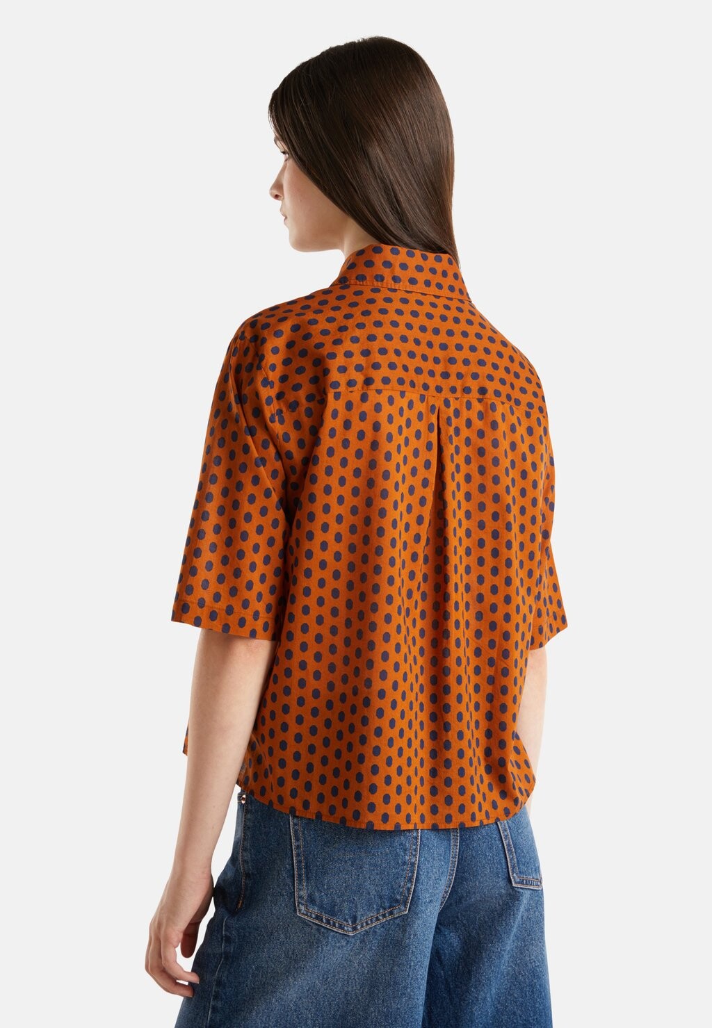 

Рубашка-блузка SHORT SLEEVE PATTERNED United Colors of Benetton, синий