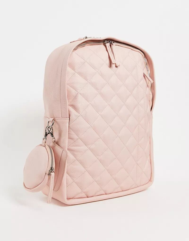 Светло-розовый стеганый кожаный рюкзак Bolongaro Trevor