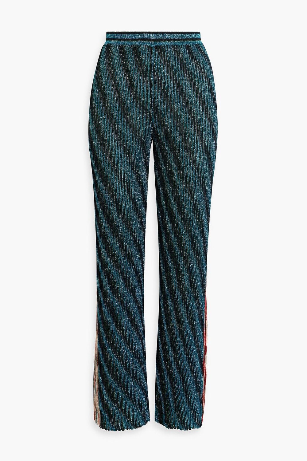 

Полосатые широкие брюки металлизированной вязки крючком. MISSONI, бирюзовый