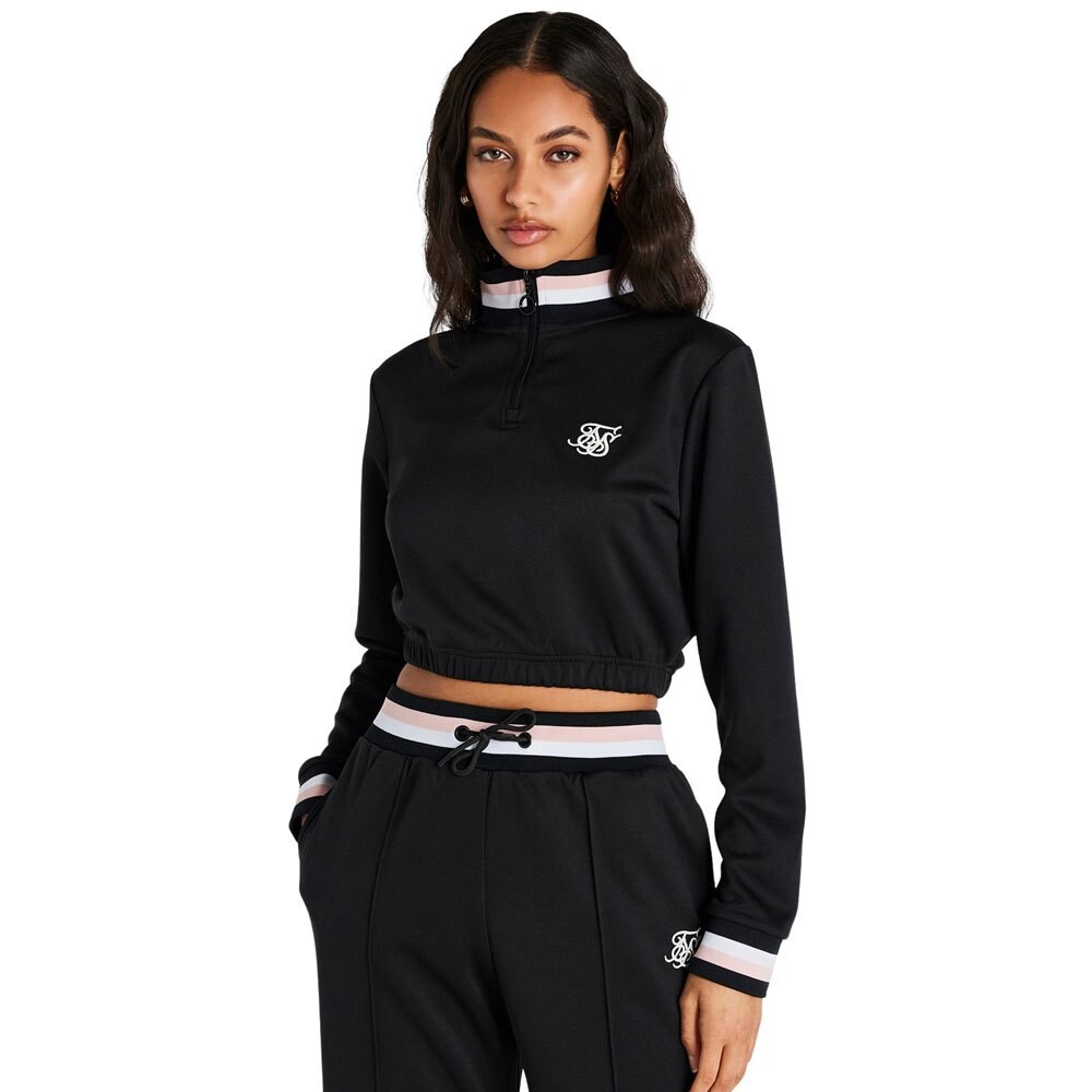 Толстовка Siksilk Varsity Cropped Half Zip, черный