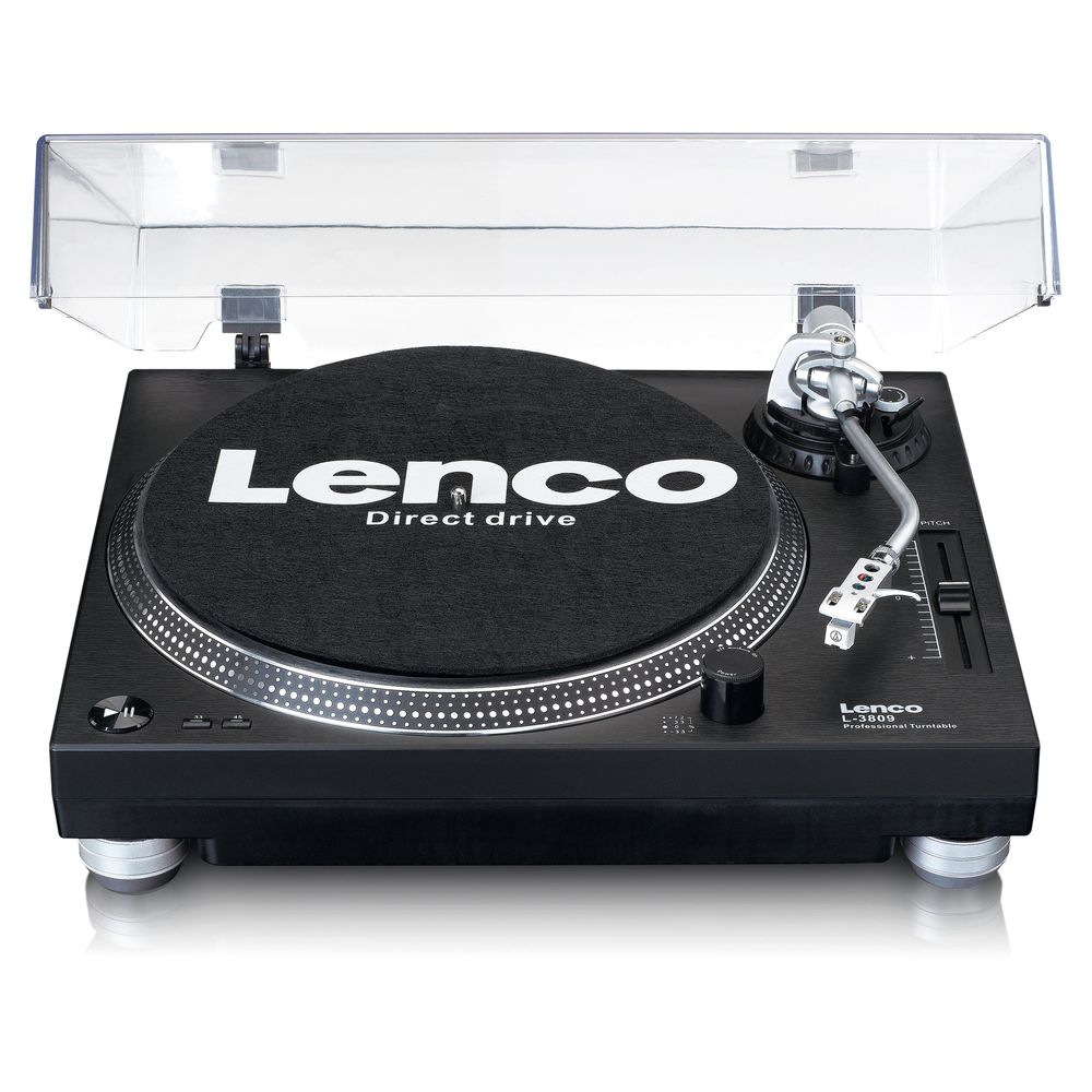 Проигрыватель Lenco L-3809BK с прямым приводом, черный виниловый проигрыватель lenco l 3810 grey