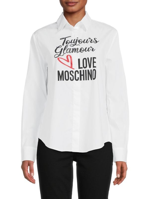 

Рубашка Love Moschino на пуговицах с рисунком, белый