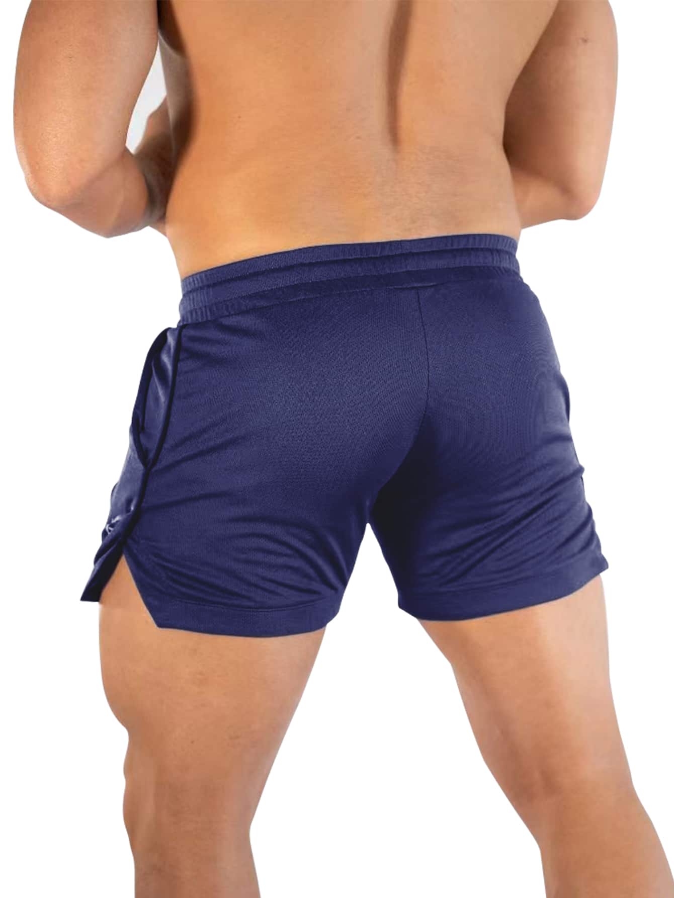 Мужские спортивные шорты SHEIN Fitness с карманами на талии и шнурком, темно-синий