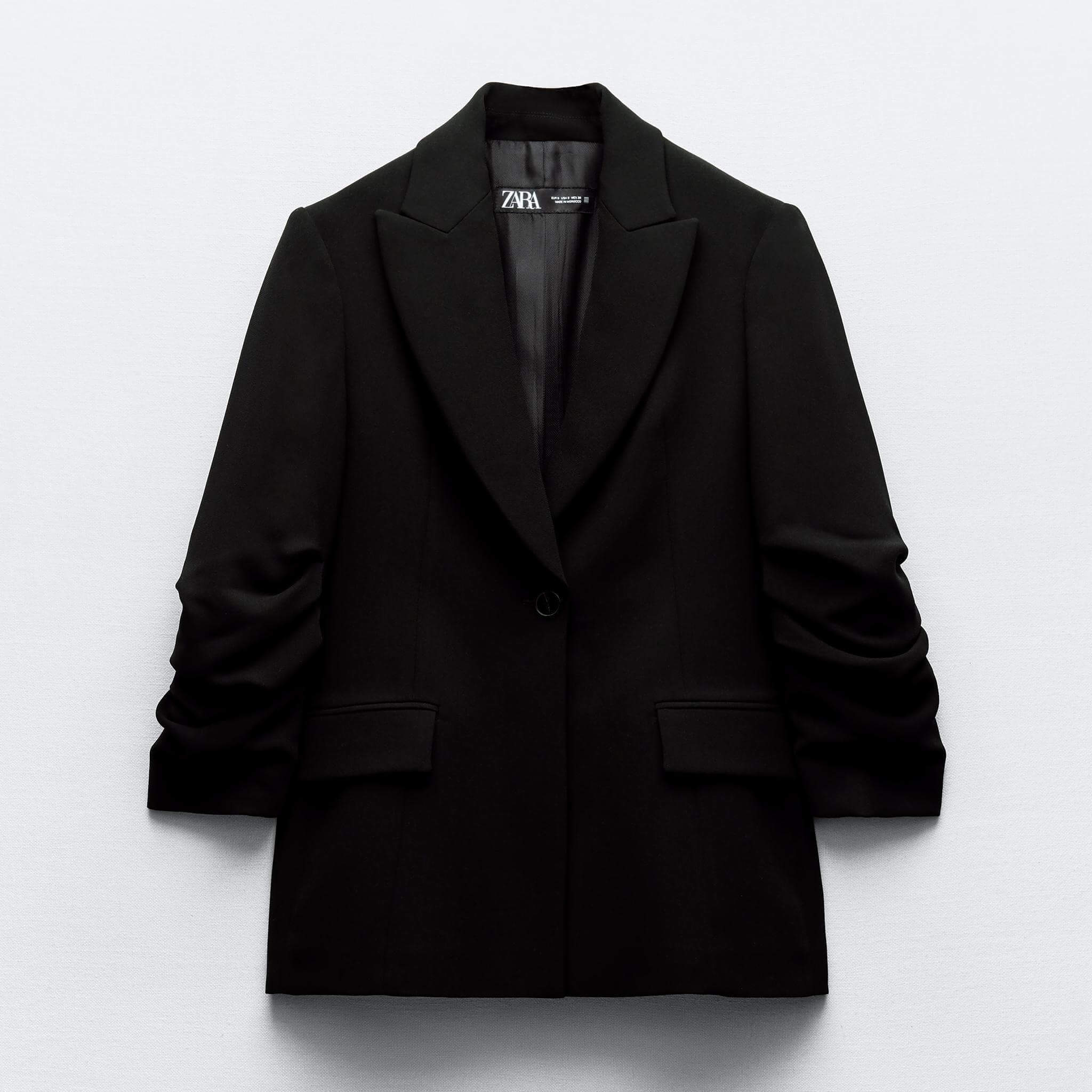 Блейзер Zara With Rolled-Up Sleeves, черный блейзер zara lace with padded shoulders черный