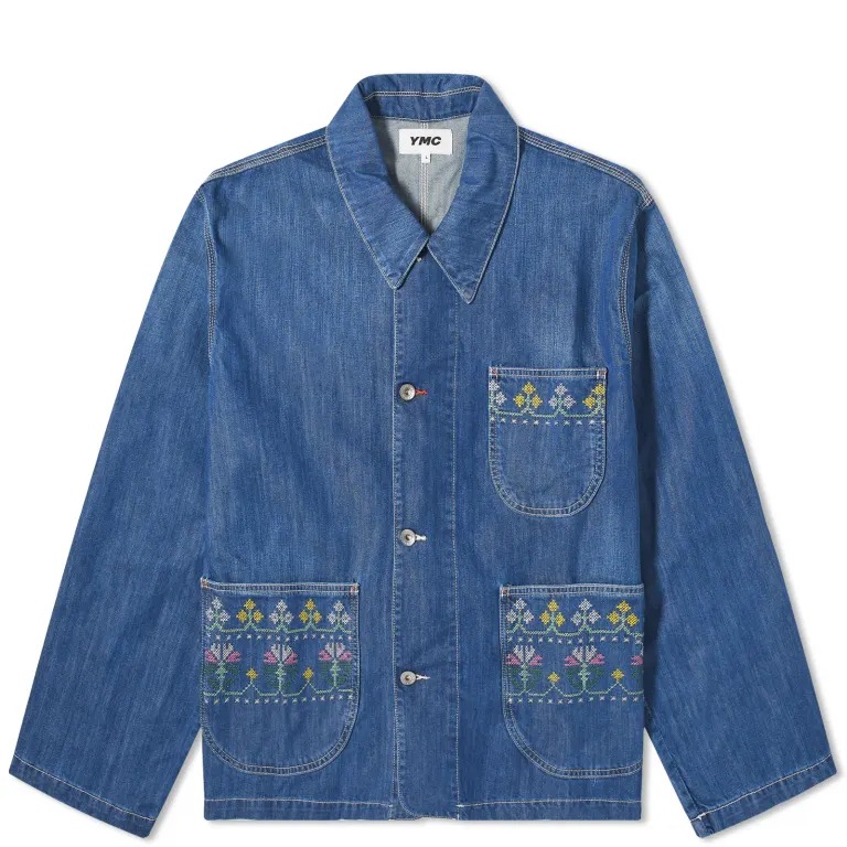 Куртка джинсовая Ymc Embroidered Labour Chore, синий цена и фото