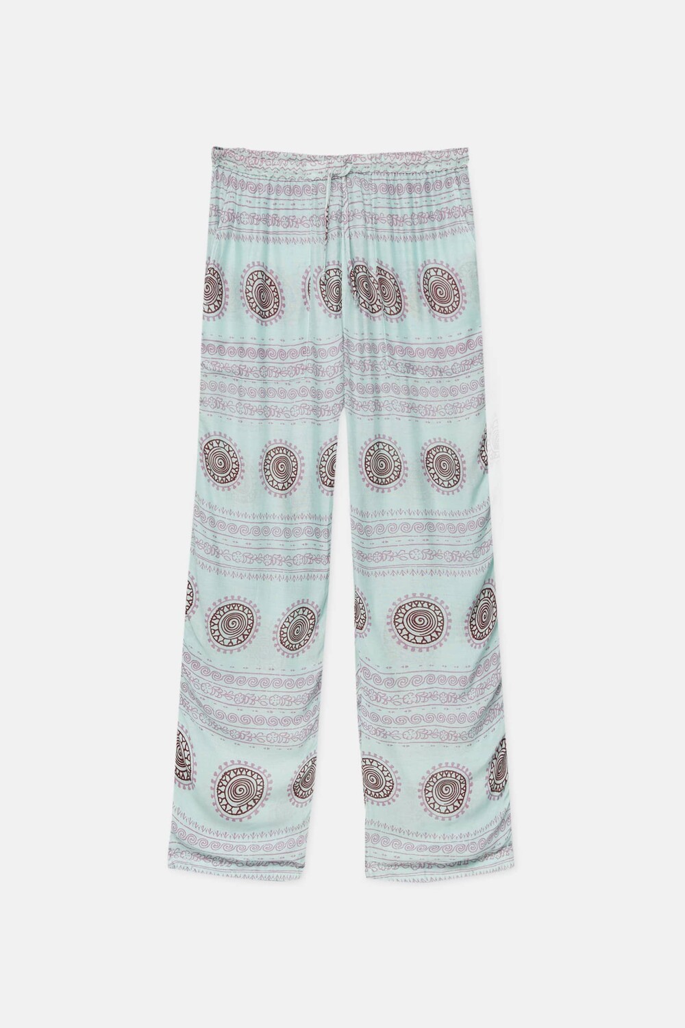 

Брюки Pull&Bear Flowing Printed, пастельный бирюзовый, Зеленый