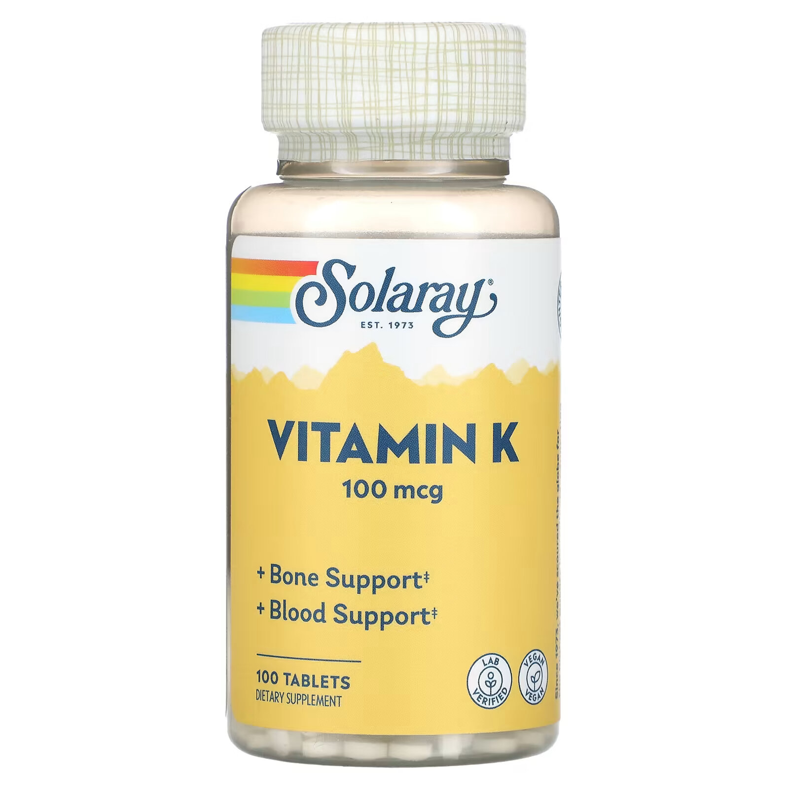 Solaray, витамин К, 100 мкг, 100 таблеток