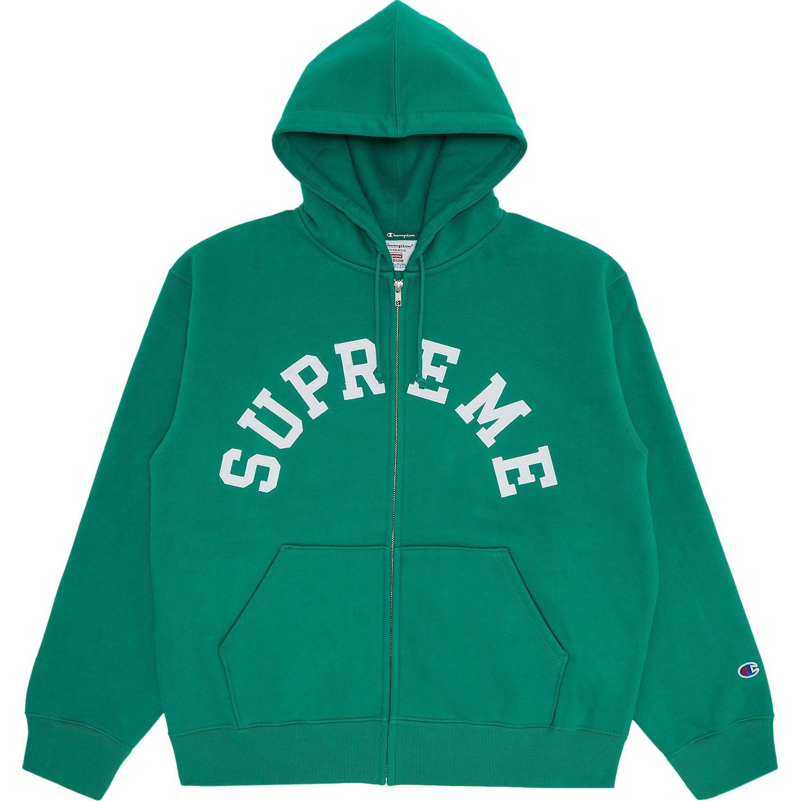 Толстовка Supreme x Champion Zip Up Hooded, зеленый фото