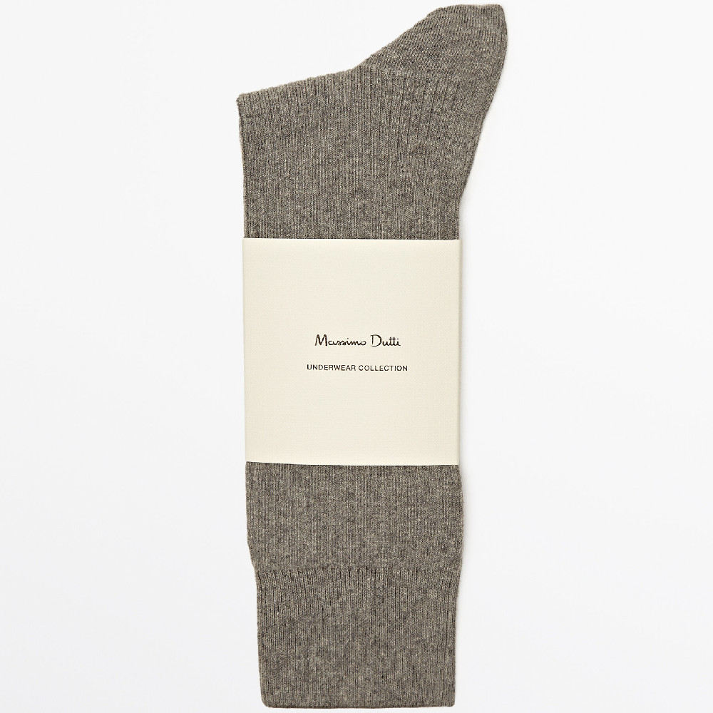 Носки Massimo Dutti Long With Microribbing, серый пуховик massimo dutti down lambskin detail чёрный