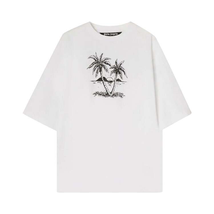 

Футболка Palm Angels Sunset Palms Logo Over Tee 'Optical White', белый