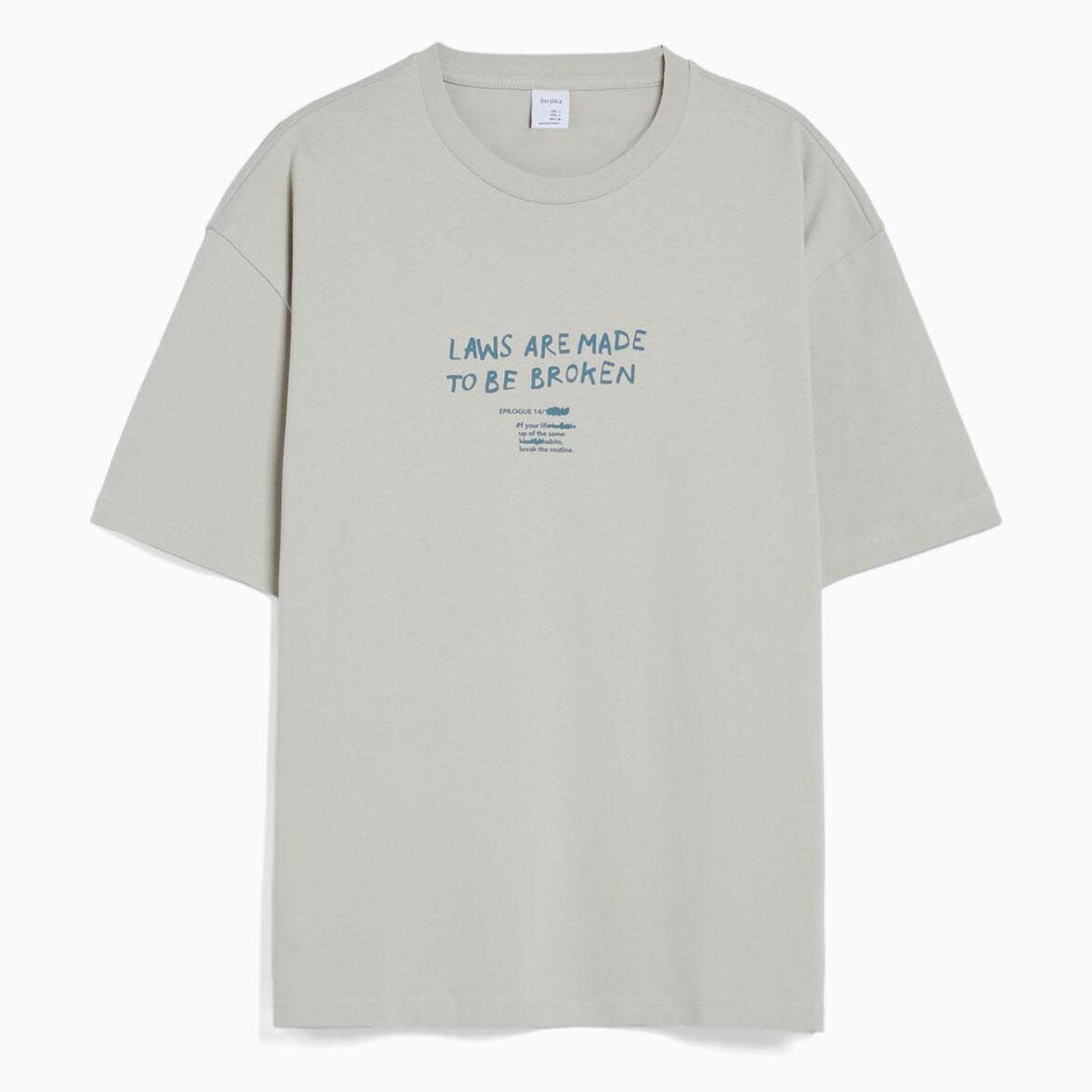 

Футболка Bershka Boxy Fit Short Sleeve With Lettering, светло-серый