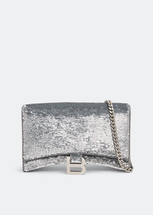 

Кошелек BALENCIAGA Hourglass chain wallet, серебряный