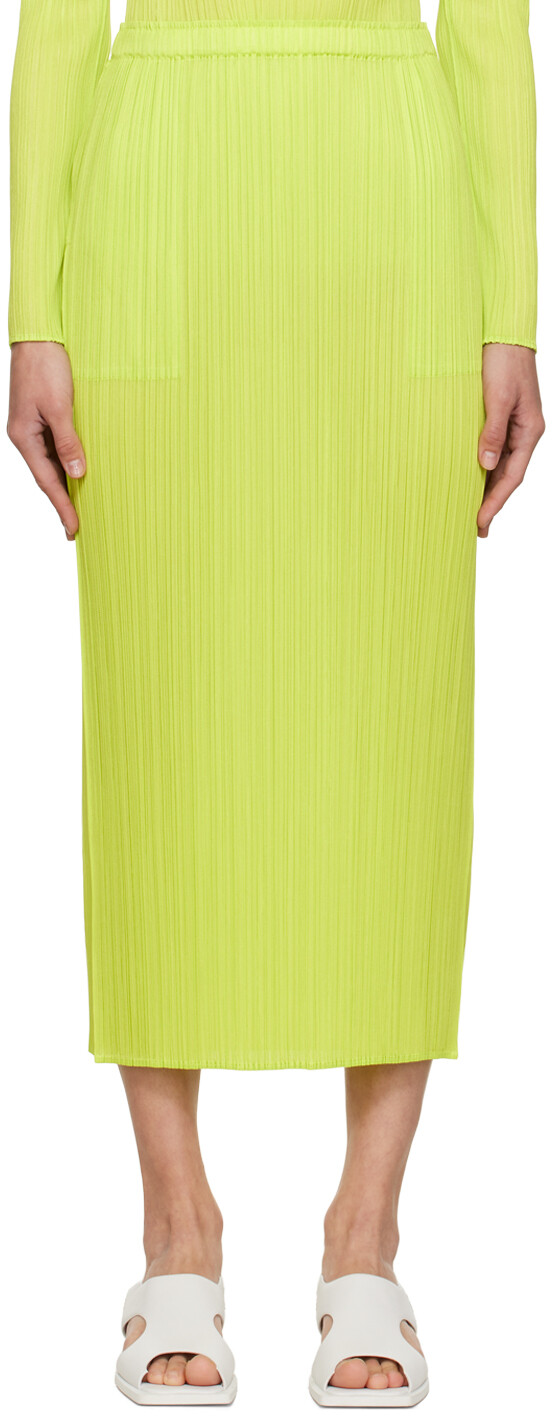 

Зеленая базовая юбка-миди Pleats Please Issey Miyake