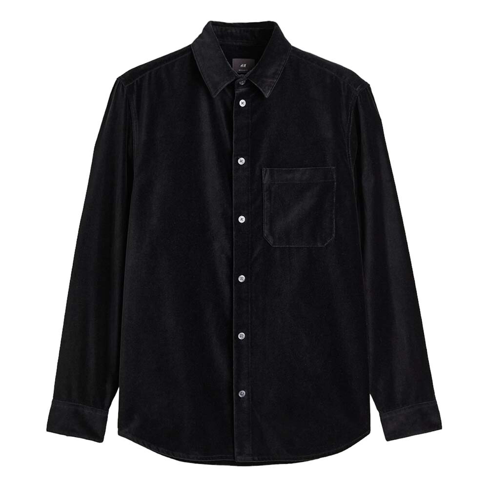 

Рубашка H&M Regular Fit Velvet, черный