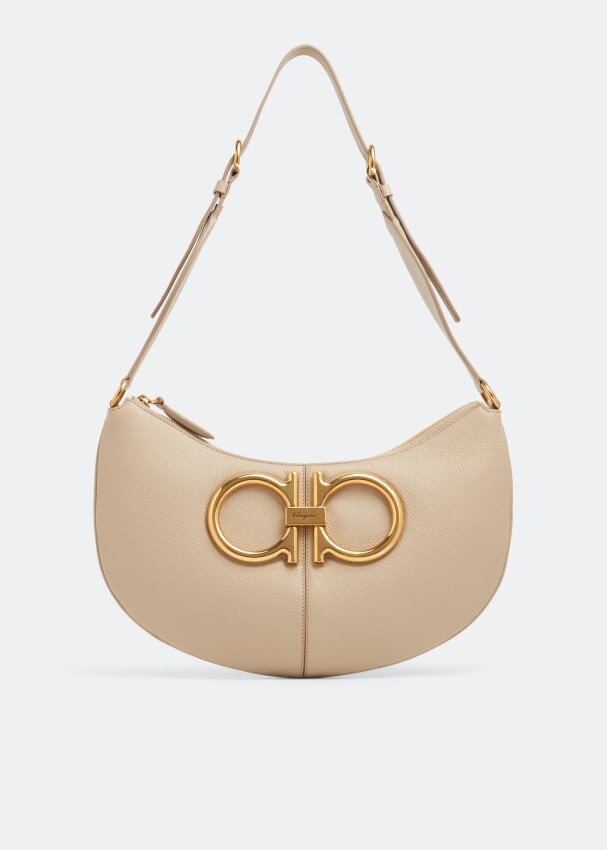 

Сумка FERRAGAMO Maxi Gancio shoulder bag, бежевый
