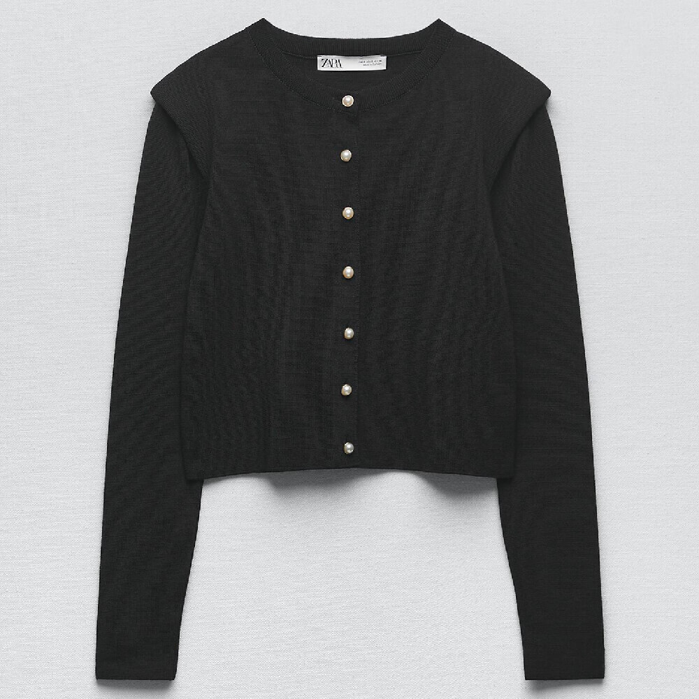 

Кардиган Zara Knit With Pronounced Shoulders, черный