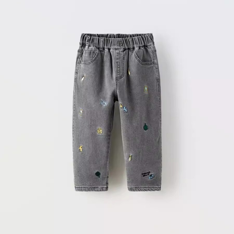 

Джинсы ZARA Embroidered With Lining, серый
