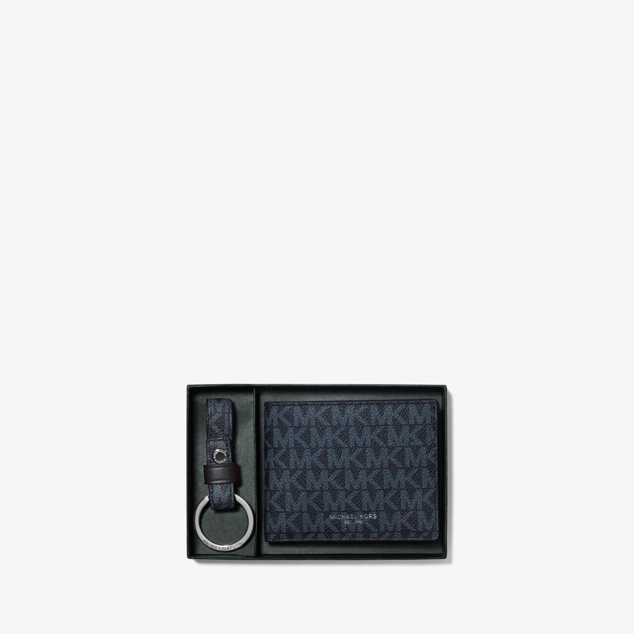 

Кошелек Michael Kors Logo Slim Billfold With Keychain, черный/синий
