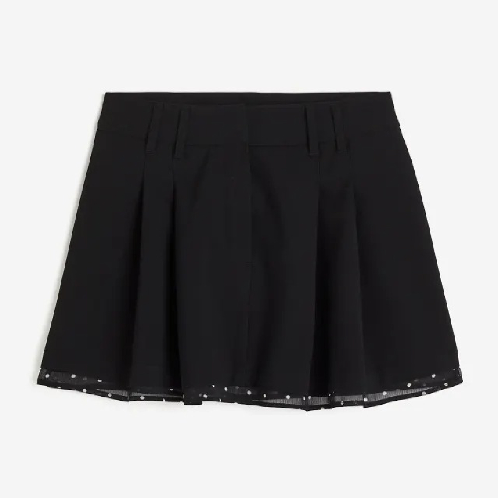 Юбка H&M Pleated Mini, черный короткая юбка со складками zara черный