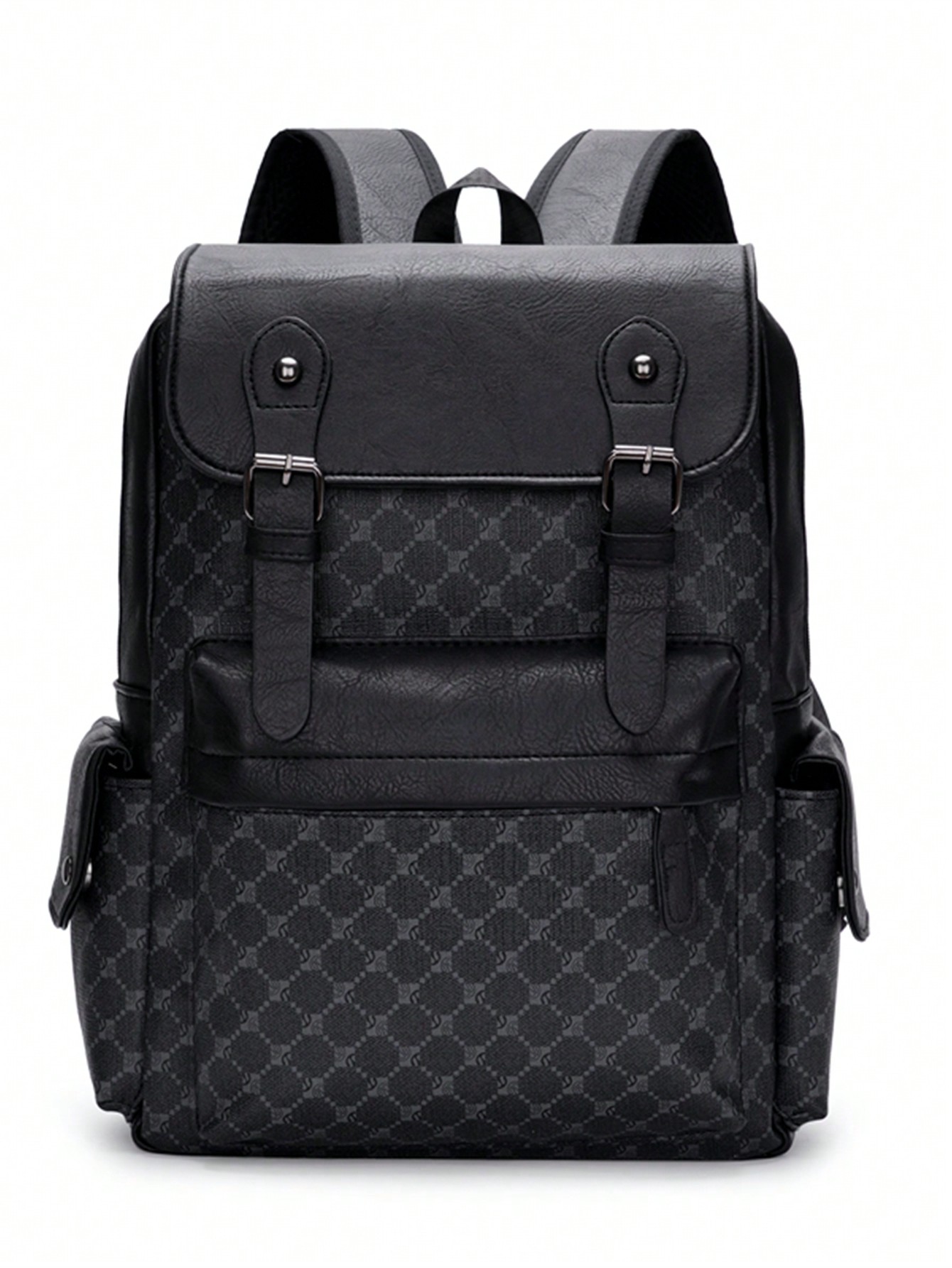 Мужской модный повседневный рюкзак в клетку большой вместимости для бизнеса и путешествий, черный