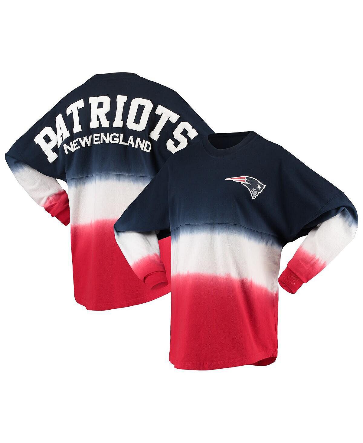 

Женская темно-красная футболка с омбре с логотипом New England Patriots и длинными рукавами Fanatics, Красный