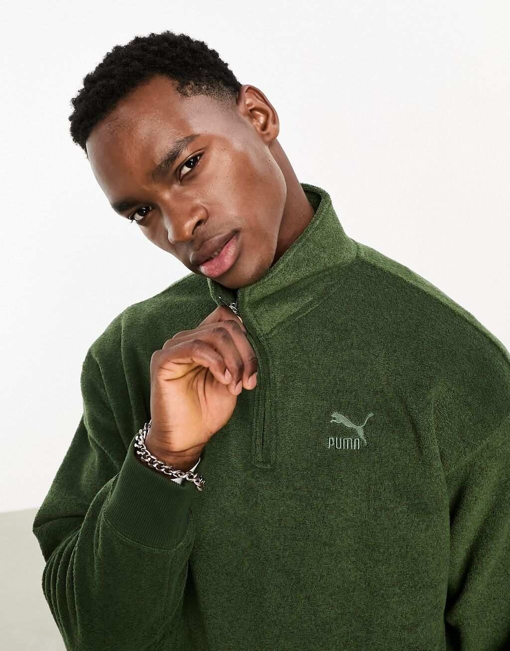 

Миртовый флисовый топ с длинными рукавами Puma Classics Fleece Half Zip