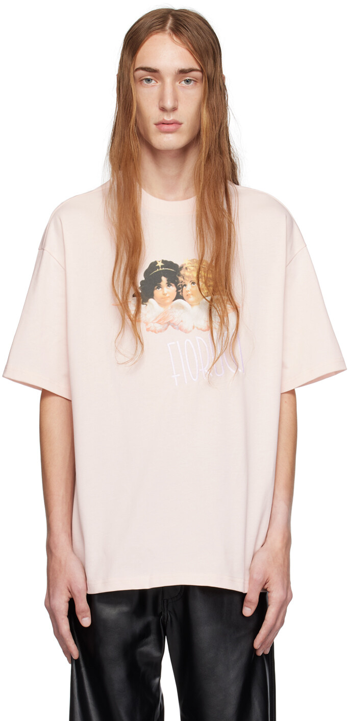 

Розовая футболка с ангелами Fiorucci, Розовый