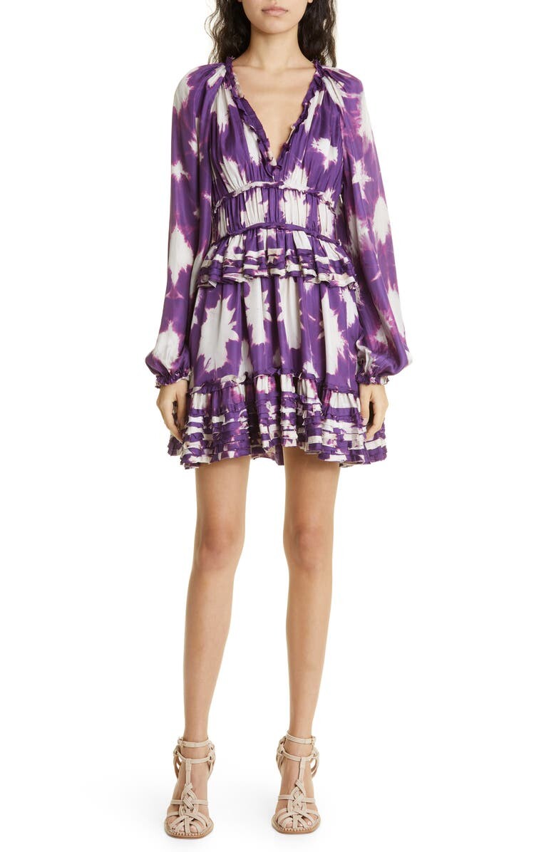 

Шелковое платье с длинными рукавами Emery Tie Dye ULLA JOHNSON