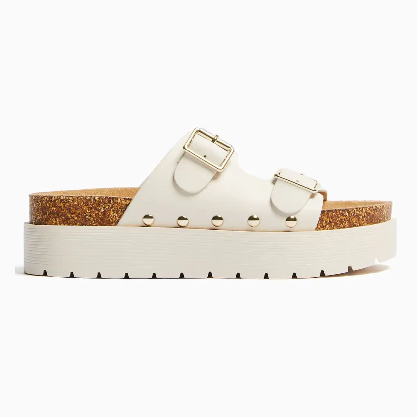 

Сандалии Bershka Buckled Platform, серовато-бежевый