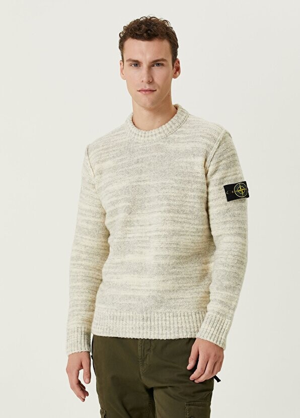 

Бежевый шерстяной свитер с логотипом Stone Island