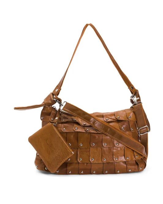 

Кожаная сумка через плечо Miao с заклепками Amerileather, коричневый