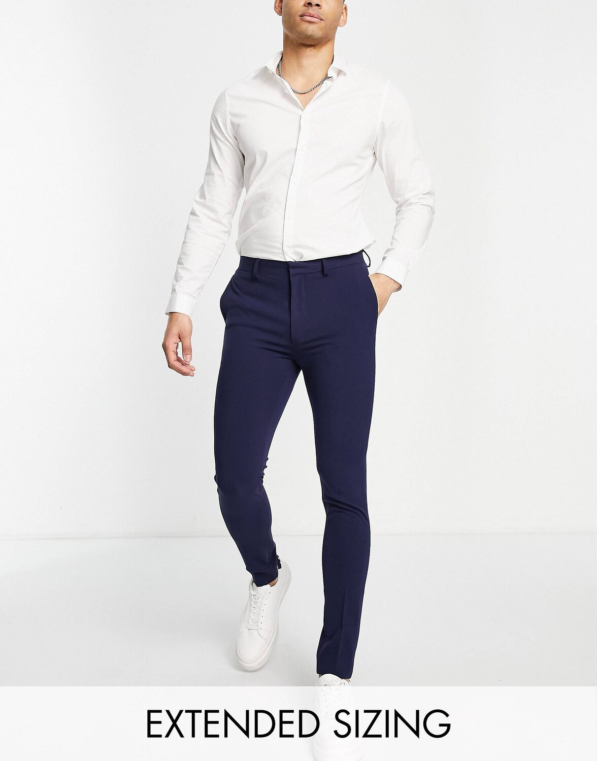 

Темно-синие супероблегающие элегантные брюки ASOS DESIGN, Синий